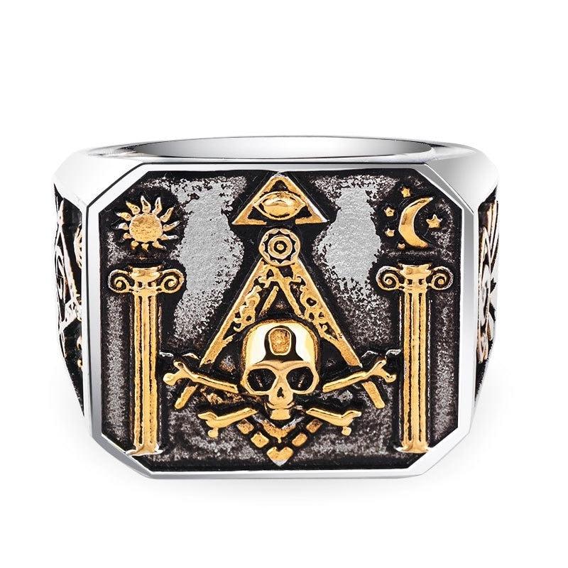 Widow Sons Masonic Vintage Ring - Skull & Stainless Steel-rings-Masonic Makers