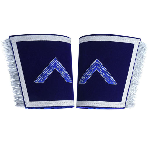 Worshipful Master Blue Lodge Masonic Cuff - Blue Velvet Hand Embroidered-Cuffs-Masonic Makers