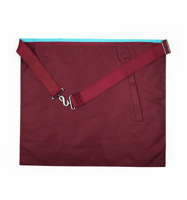 Worshipful Master Mark English Regulation Masonic Apron - Sky Blue & Maroon Moire-Aprons-Masonic Makers