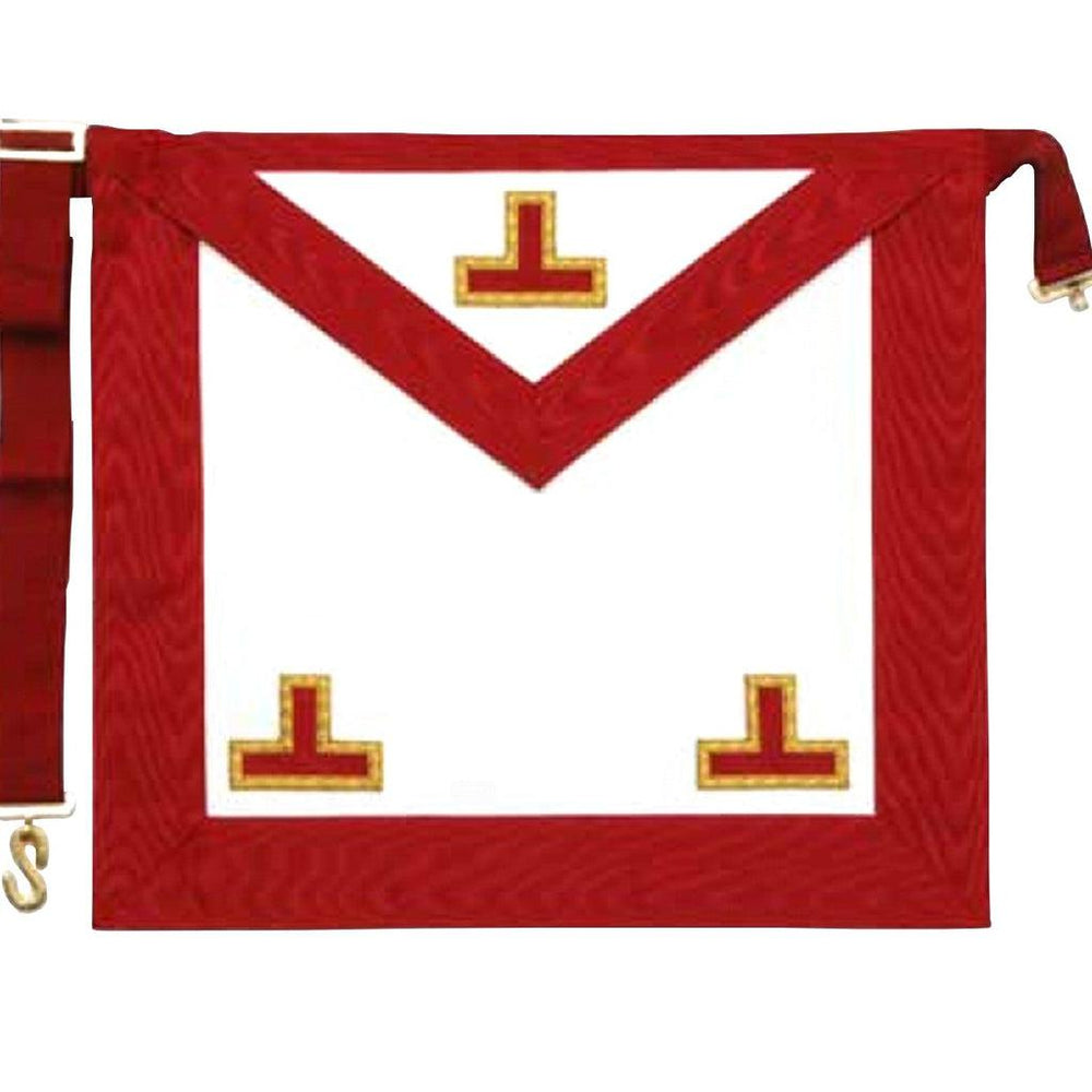 Worshipful Master Scottish Rite Masonic Apron - White & Red Moire Borders with Triple Taus-Aprons-Masonic Makers