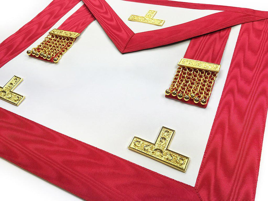 Worshipful Master Scottish Rite Masonic Apron - White & Red Moire-Aprons-Masonic Makers