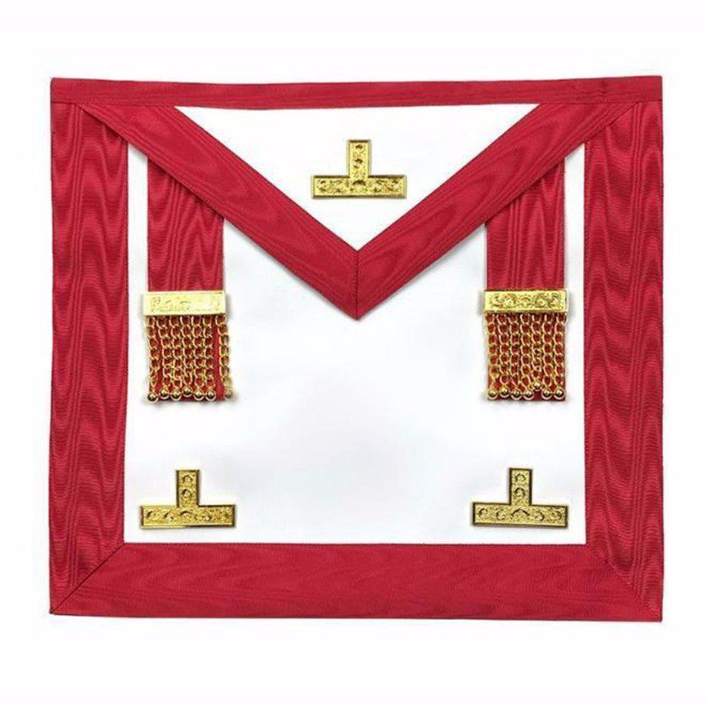 Worshipful Master Scottish Rite Masonic Apron - White & Red Moire-Aprons-Masonic Makers