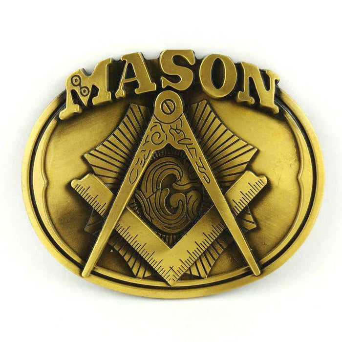 Blue Lodge Mason Leather Belt Buckle - Freemason Symbol-Belts-Masonic Makers