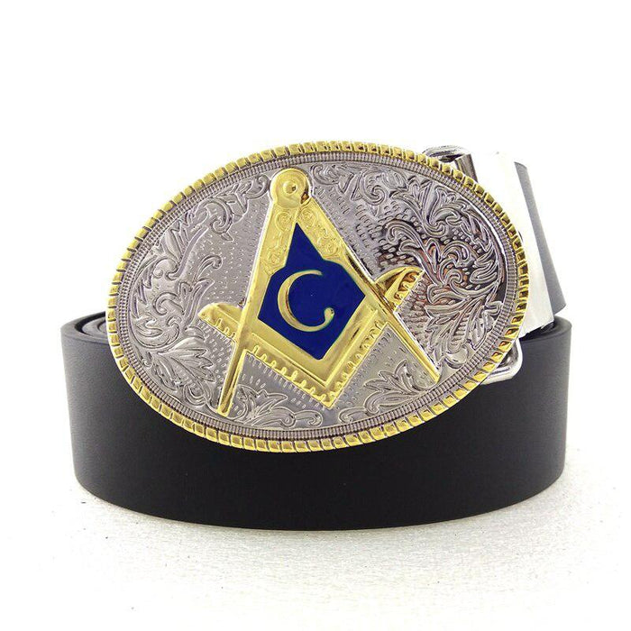 Blue Lodge Masonic Leather Belt Buckle for Masonic Temples-Belts-Masonic Makers