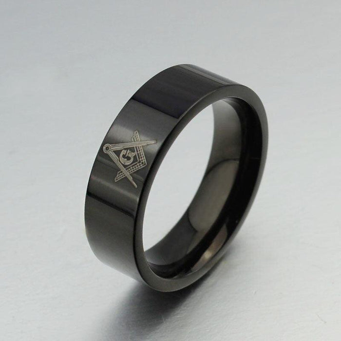 Blue Lodge Masonic Stainless Steel Black Ring-rings-Masonic Makers