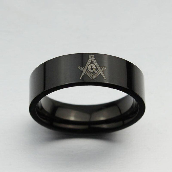 Blue Lodge Masonic Stainless Steel Black Ring-rings-Masonic Makers