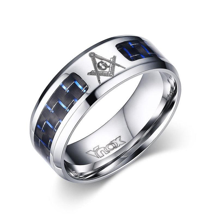 Blue Lodge Masonic Stainless Steel Ring - Silver Color-rings-Masonic Makers