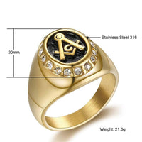 Blue Lodge Stainless Steel Masonic Rings For Men - Gold Color & No Fade-rings-Masonic Makers