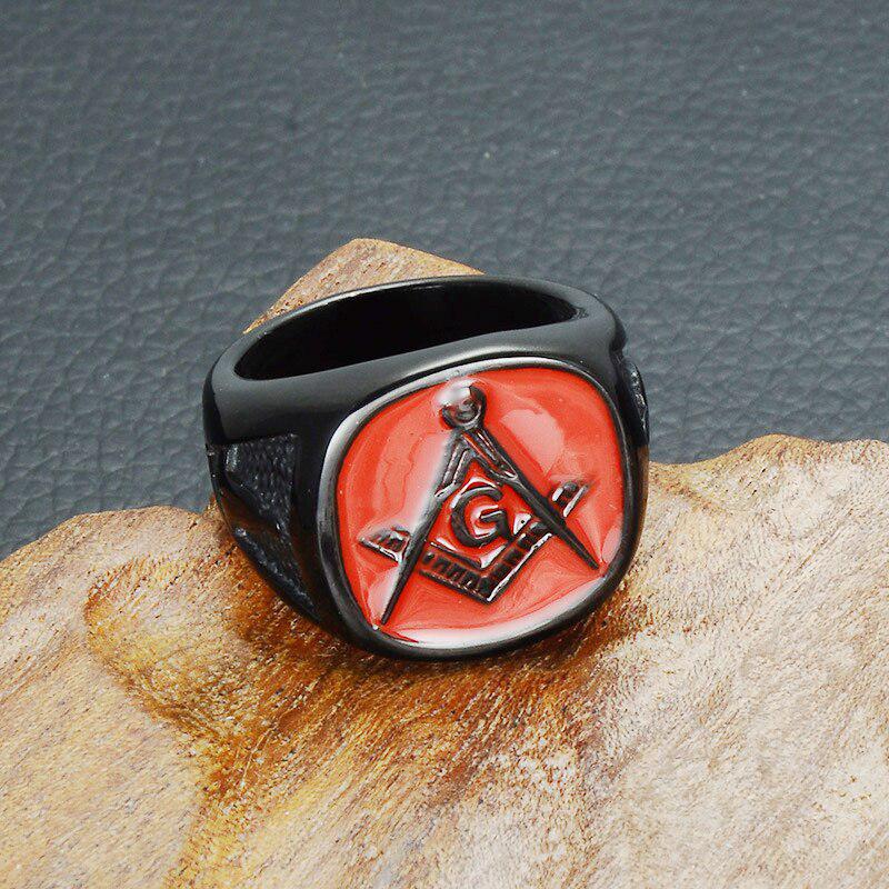 Blue Lodge Titanium Freemason Ring - Black & Red Masonic Ring for Gothic Christmas Party-rings-Masonic Makers