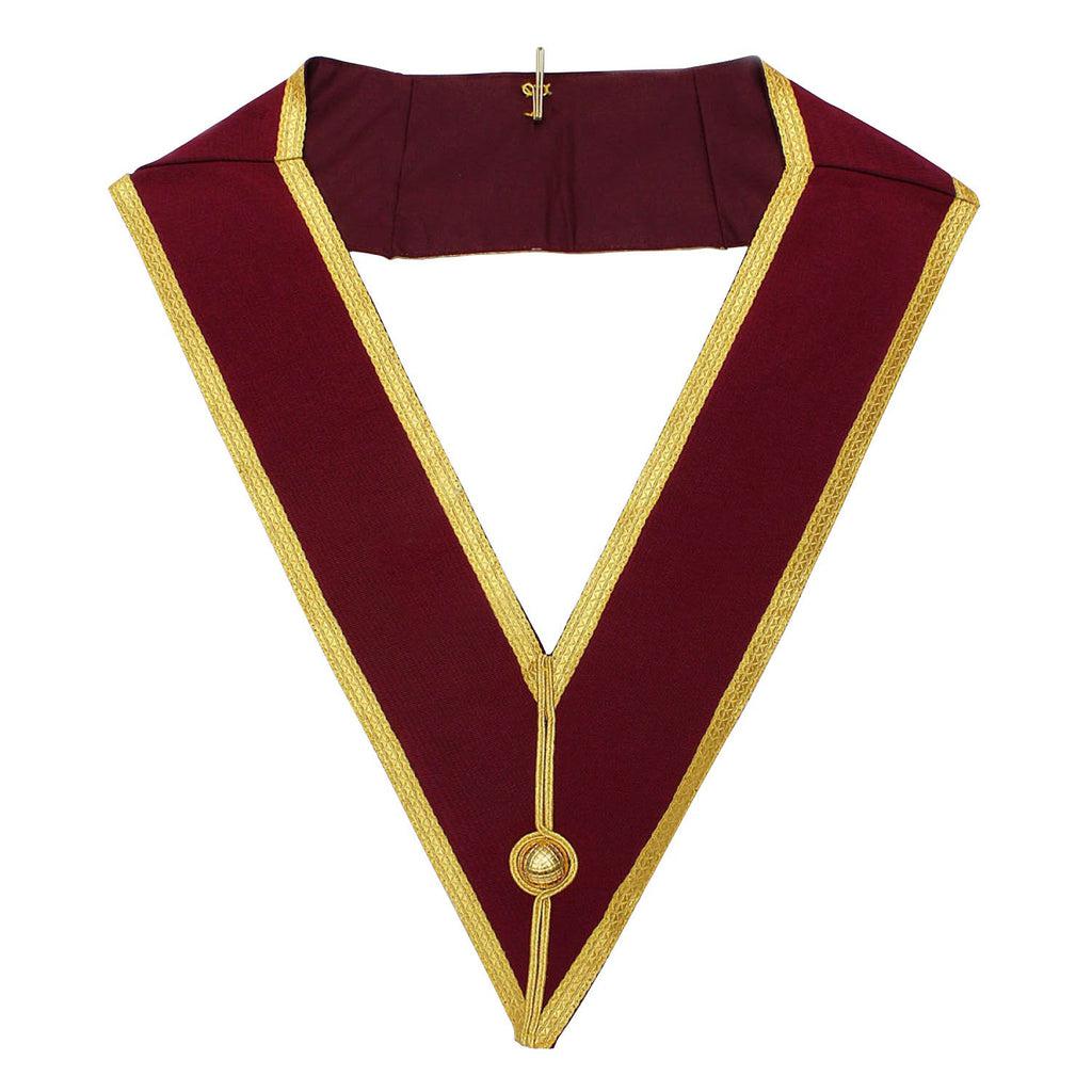 Grand Officers English Masonic Collar - Maroon with Gold Braid-Collars-Masonic Makers