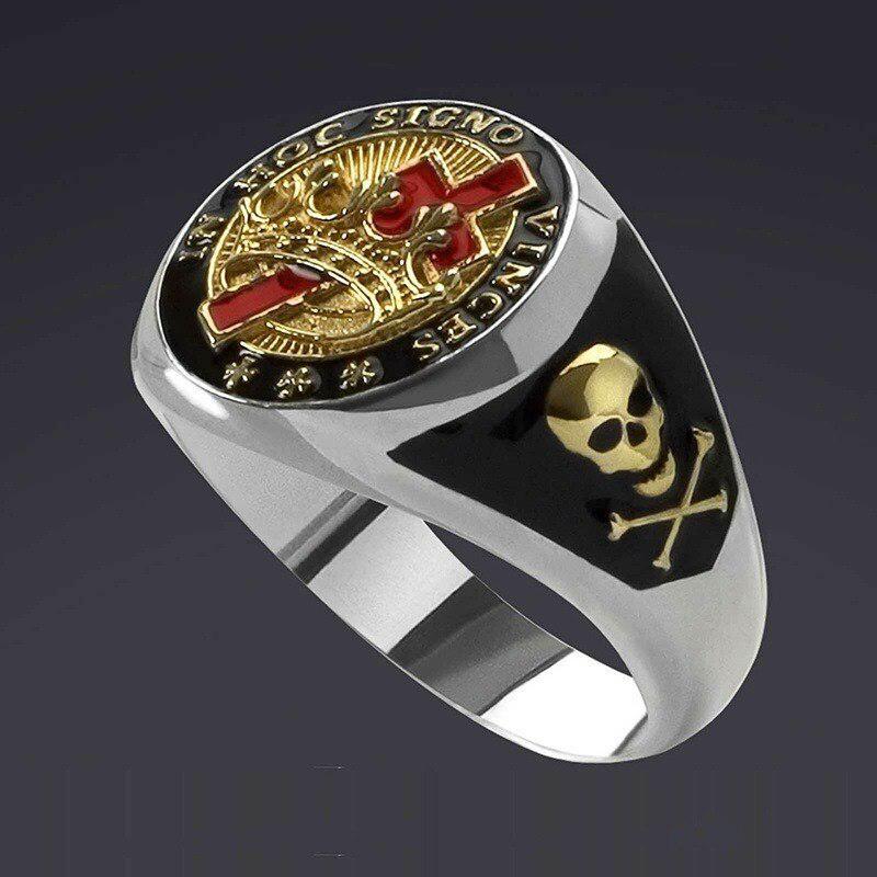 Knight Templar Vintage Silver Masonic Signet Ring - Freemason Jewel-rings-Masonic Makers
