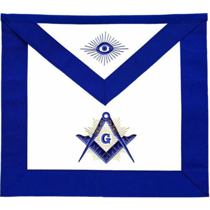 Master Mason Blue Lodge Masonic Apron with Radiant G - Hand Embroidered-Aprons-Masonic Makers