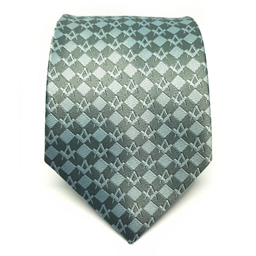 Master Mason Masonic Craft Necktie - Grey with Masonic Symbols-Ties-Masonic Makers