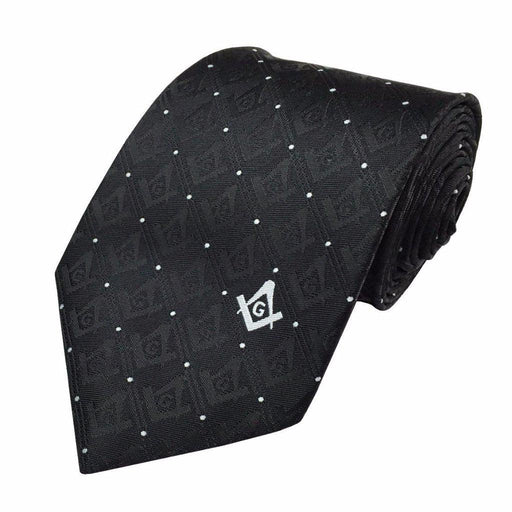 Master Mason Masonic Necktie - Black with Freemason symbol-Ties-Masonic Makers