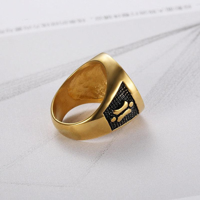 Master Mason Vintage Gold Signet Masonic Ring - Stainless Steel-rings-Masonic Makers