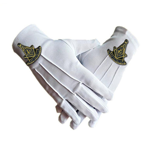 Past Master Blue Lodge Embroidered Masonic High Quality gloves- [White]-Gloves-Masonic Makers