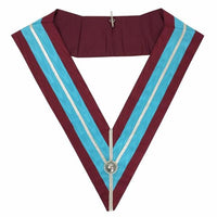 Past Master Mark Masonic Collar - Sky Blue & Maroon Moire-Collars-Masonic Makers