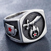 Shriners Vintage Signet Masonic Ring - Silver & Stainless Steel-rings-Masonic Makers