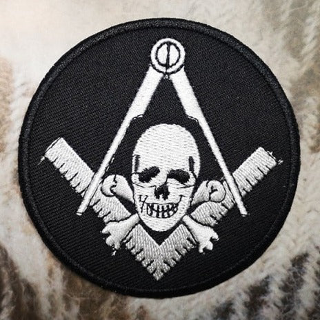 Widows Sons Masonic Patch - Black & White Embroidery